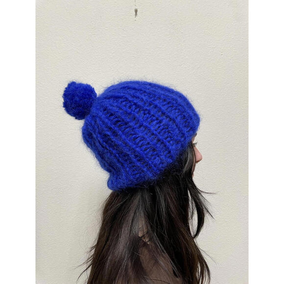 Maiami Berlin Mohair Knit Beanie Blue Pom One Size main image 7